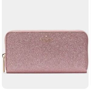 Kate Spade New York Tinsel Smooth Glitter Large Wallet (Rose gold)